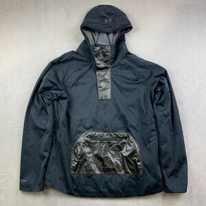Under Armour Mens Large Anorak Jacket Large Fitted Black Hooded Storm Pullover